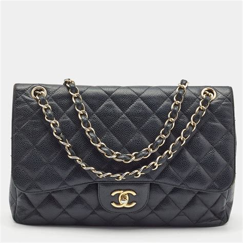 chanel jumbo flap bag caviar leather|CHANEL Caviar Quilted Jumbo Double Flap Black.